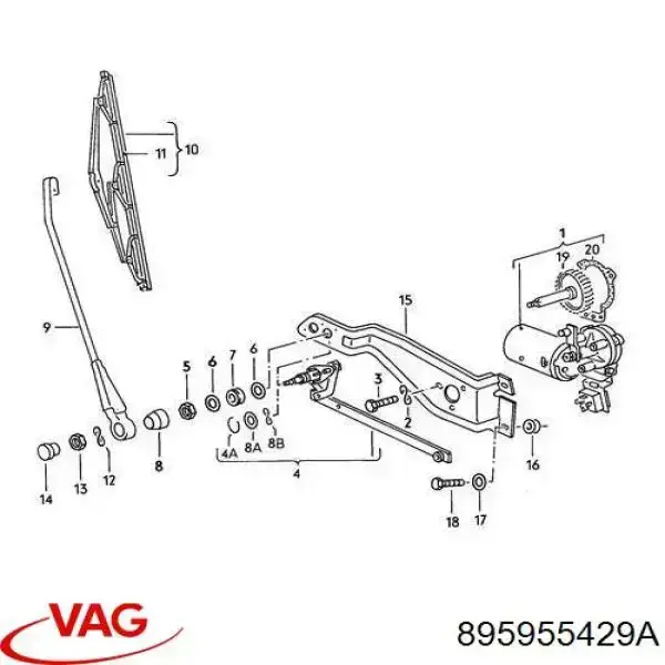 Goma del limpiaparabrisas lado conductor 895955429A VAG