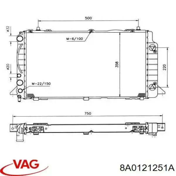 Радиатор 8A0121251A VAG