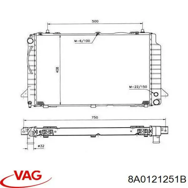 Радиатор охлаждения двигателя VAG 8A0121251B цена, от 111.11 USD