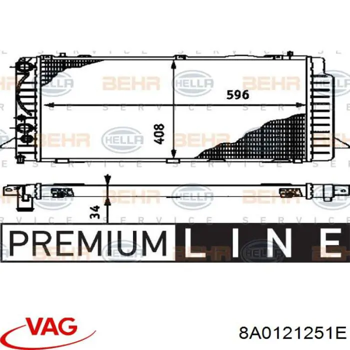 Радиатор охлаждения двигателя VAG 8A0121251E цена, от 68.07 USD