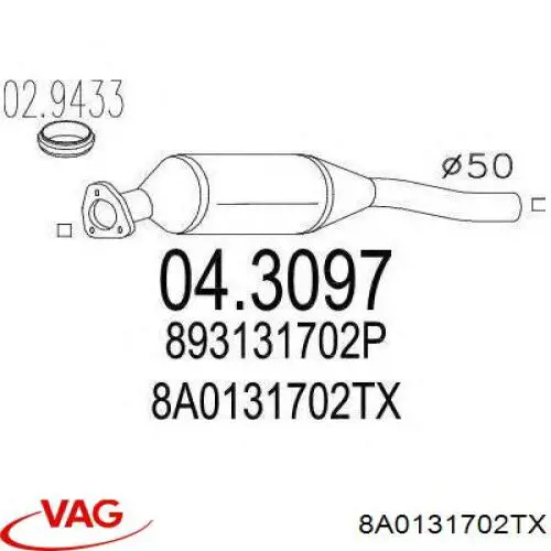 8A0131702TX VAG Конвертор-катализатор