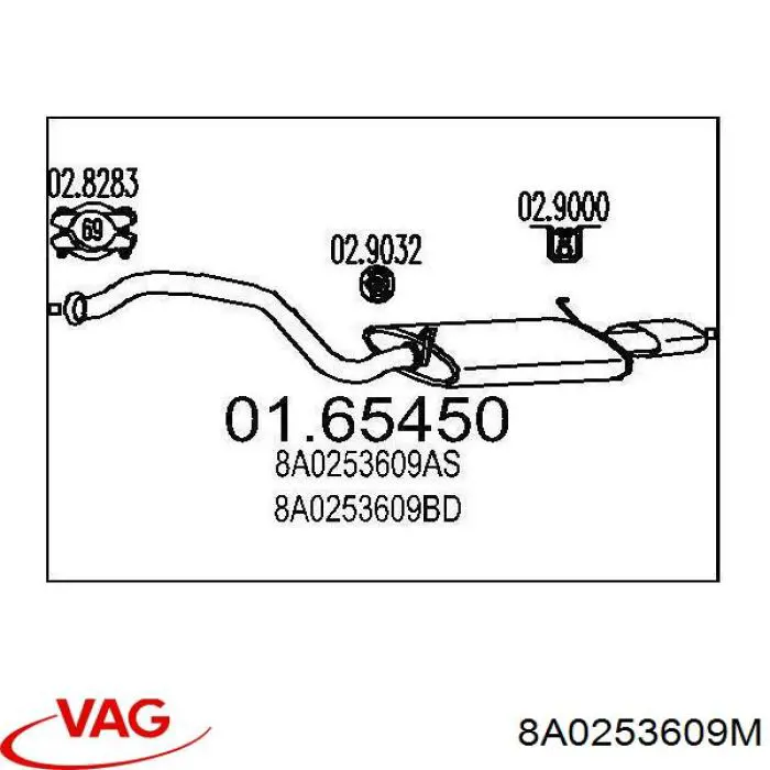 Глушитель задний 8A0253609M VAG