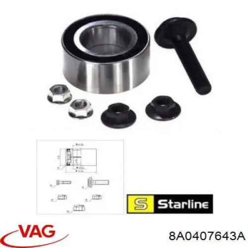 Купить 8A0407643A VAG Болт ступицы