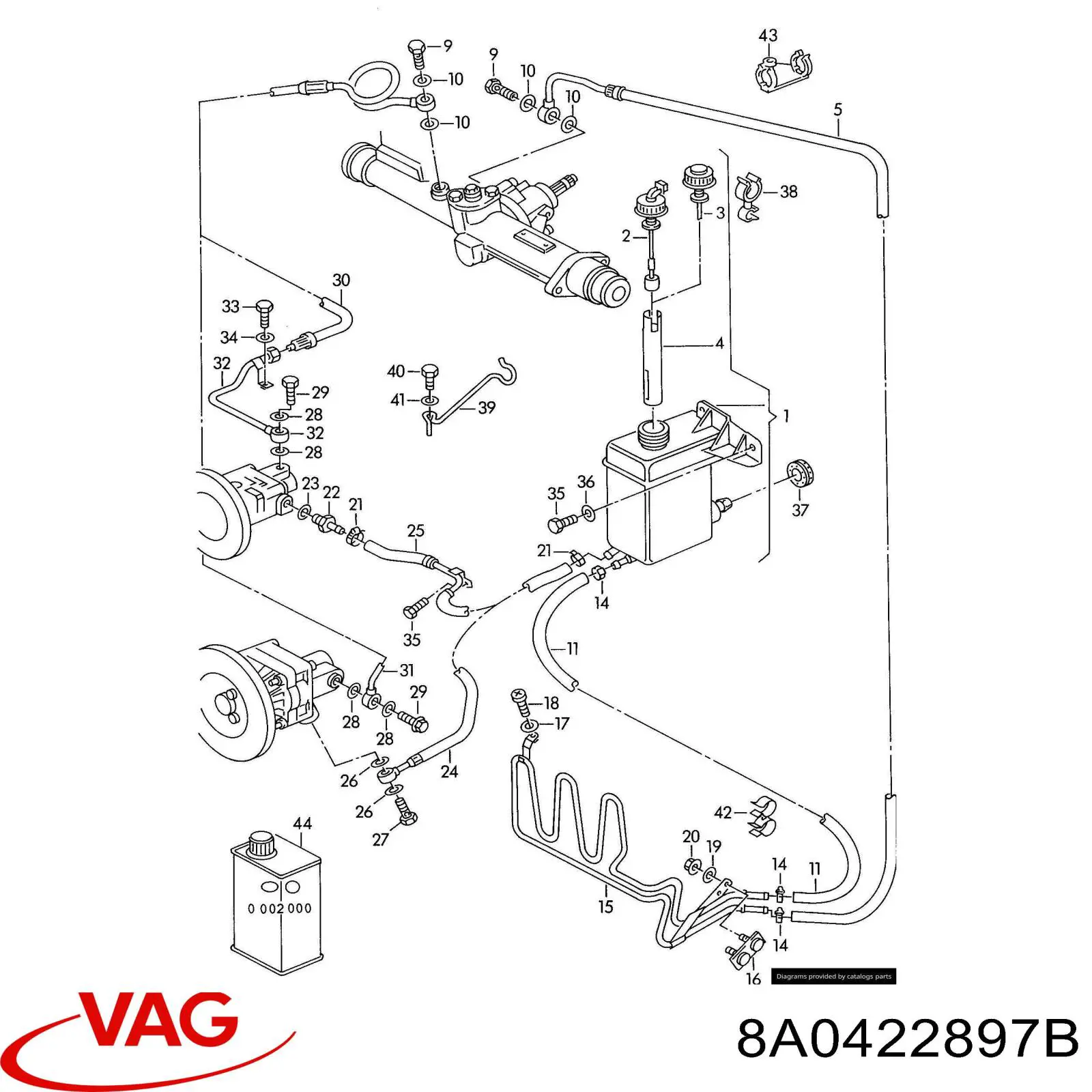 Купить 8A0422897B VAG Шланг ГУР высокого давления