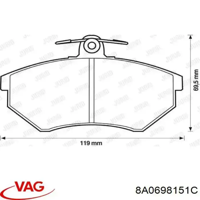 Купить 8A0698151C VAG Колодки тормозные