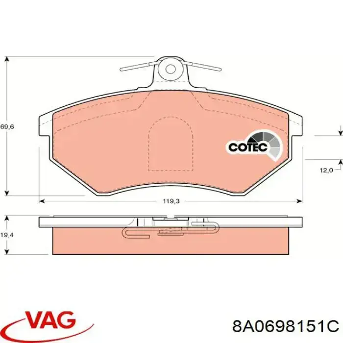 Колодки VAG 8A0698151C цена, от 15.76 USD