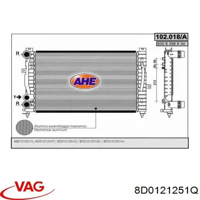 Купить 8D0121251Q VAG Радиатор водяной