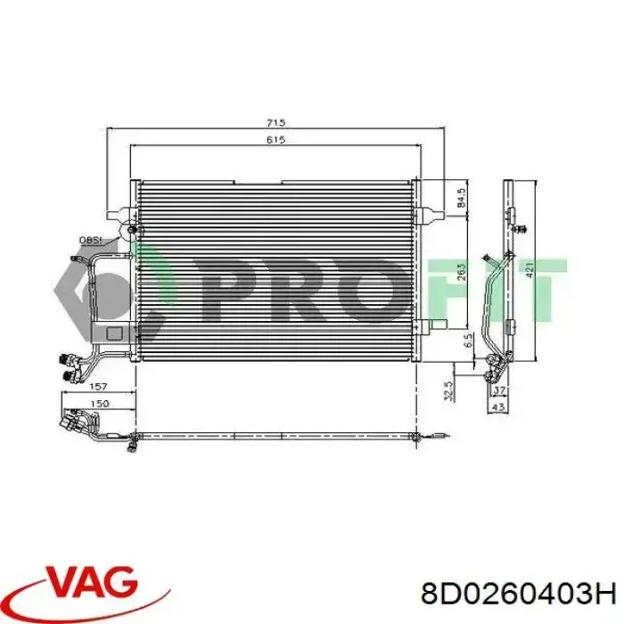 Купить 8D0260403H VAG Радиатор системы охлаждения кондиционера