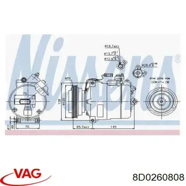 Компрессор системы кондиционирования VAG 8D0260808 цена, от 64.90 USD