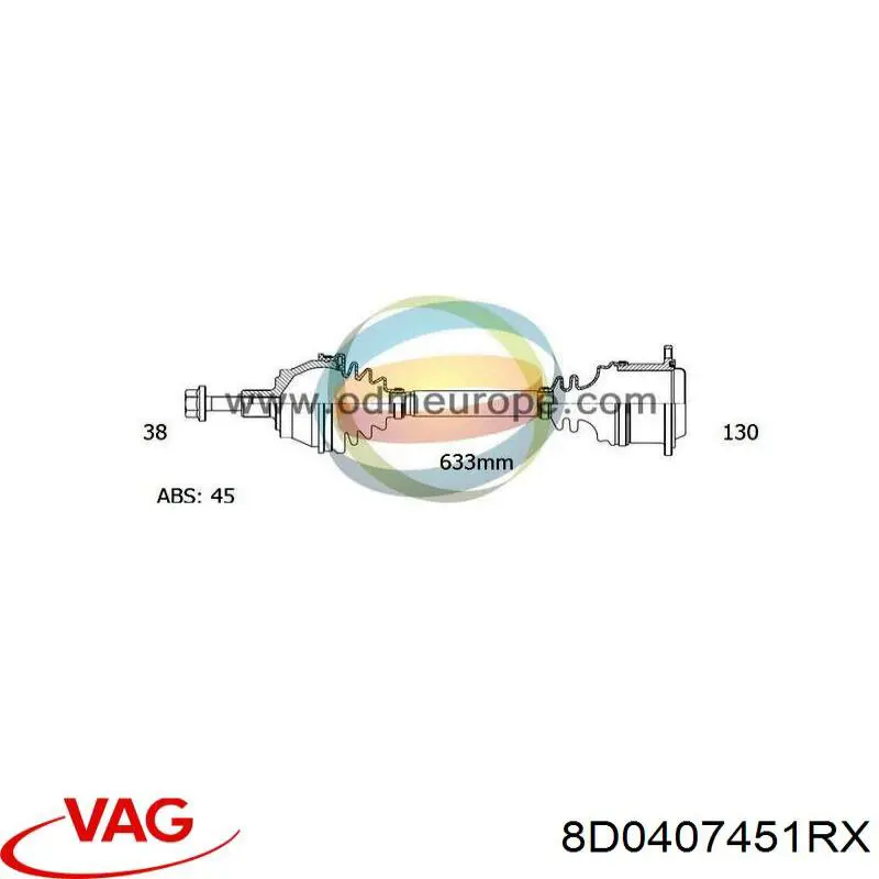 8D0407451PV VAG semieixo (acionador dianteiro esquerdo)