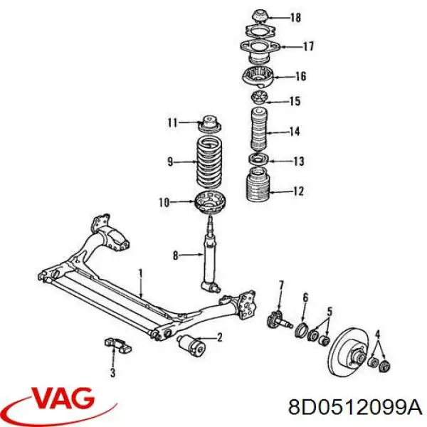 Опора амортизатора заднего 8D0512099A VAG