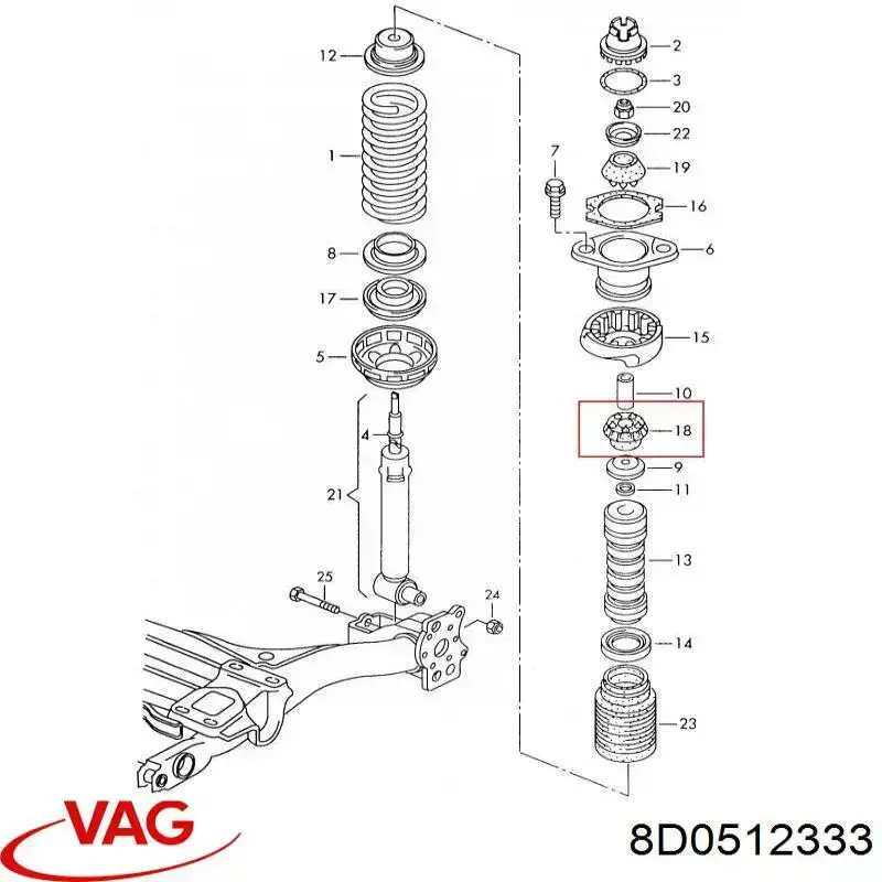Опора амортизатора заднего 8D0512333 VAG
