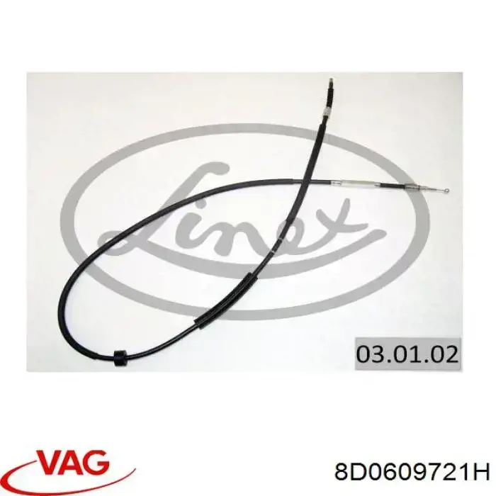 Задний трос ручника 8D0609721H VAG