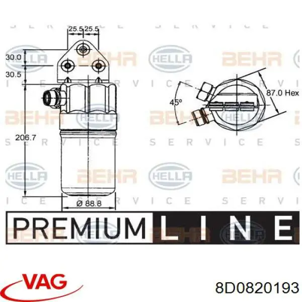 Купить 8D0820193 VAG Осушитель кондиционера