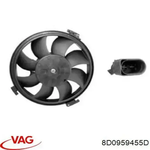 Купить 8D0959455D VAG Электровентилятор охлаждения в сборе (мотор+крыльчатка)