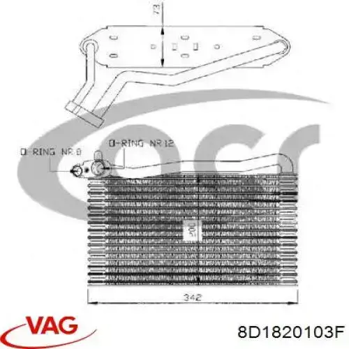 Купить 8D1820103F VAG Радиатор кондиционера салонный, испаритель