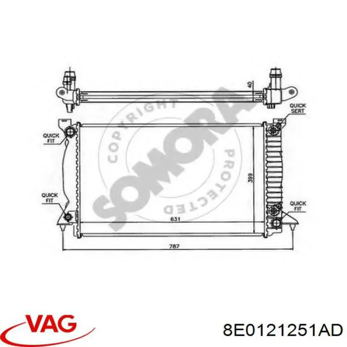 Радиатор охлаждения двигателя VAG 8E0121251AD цена, от 296.38 USD