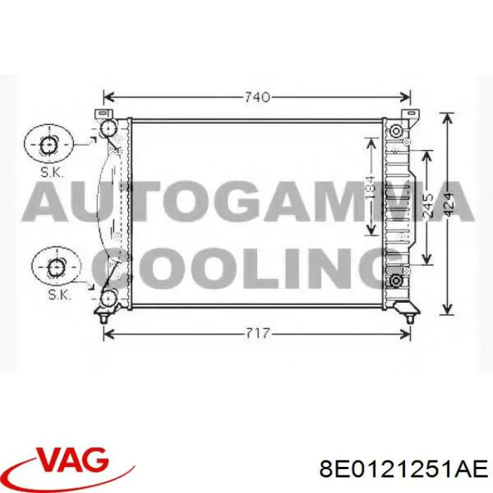 Радиатор охлаждения двигателя VAG 8E0121251AE цена, от 66.31 USD