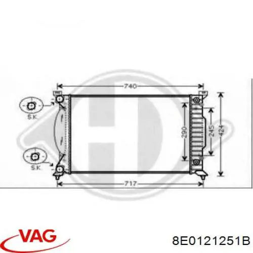 Радиатор охлаждения двигателя VAG 8E0121251B цена, от 96.51 USD