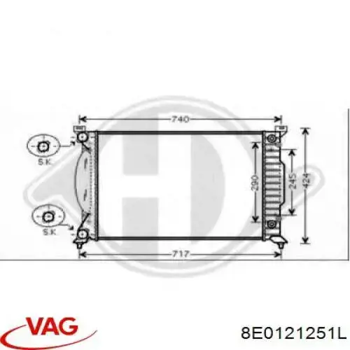 Радиатор охлаждения двигателя VAG 8E0121251L цена, от 68.66 USD