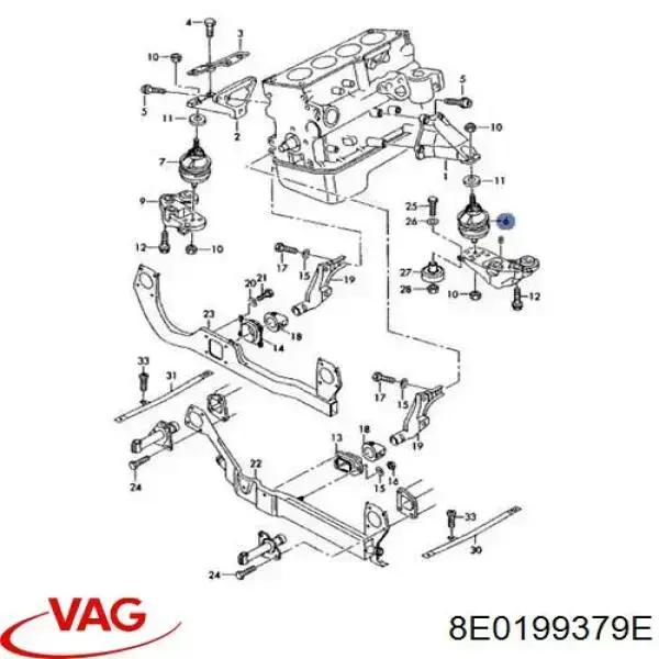 Подушка двигателя левая/правая VAG 8E0199379E
