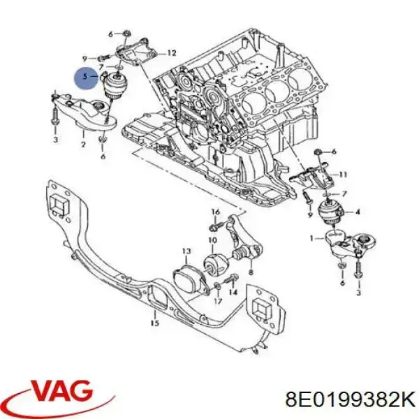 Подушка двигателя VAG 8E0199382K цена, от 47.00 USD