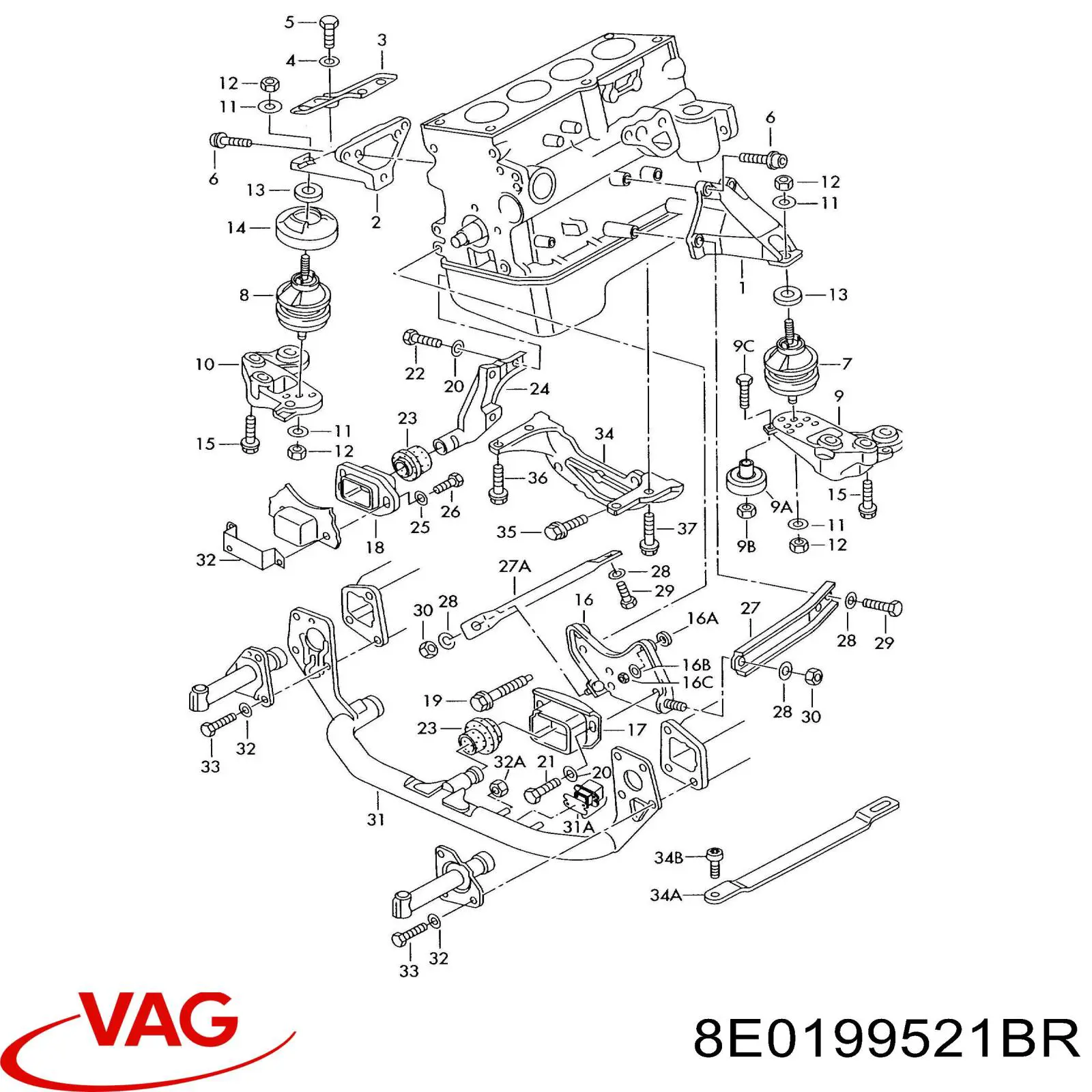 Балка крепления двигателя VAG 8E0199521BR цена, от 124.16 USD