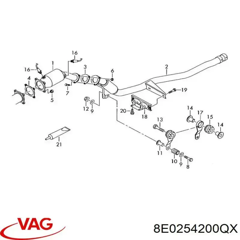 Каталитический нейтрализатор отработавших газов VAG 8E0254200QX цена, от 3246.52 USD