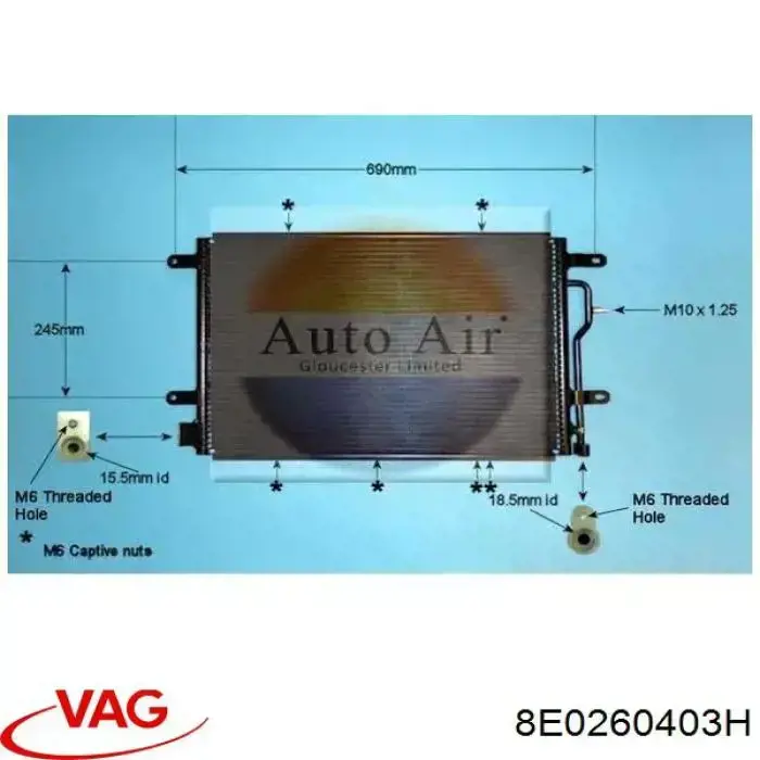 Конденсатор кондиционера VAG 8E0260403H цена, от 65.42 USD