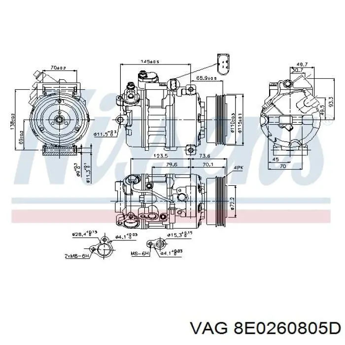 Компрессор системы кондиционирования VAG 8E0260805D цена, от 223.54 USD