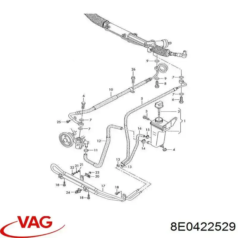 Valvula De Retencion De Cremallera De Direccion 8E0422529 VAG/Audi