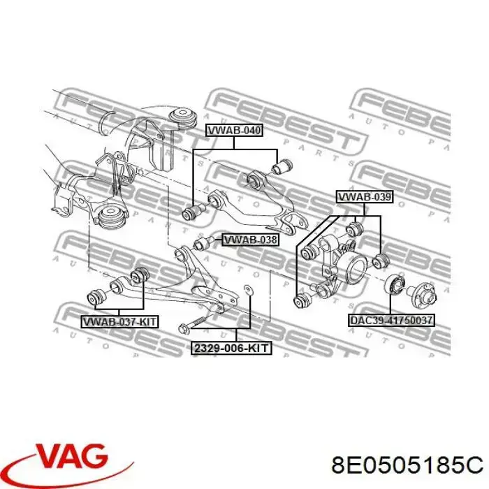 Сайлентблок заднего верхнего рычага VAG 8E0505185C цена, от 10.84 USD