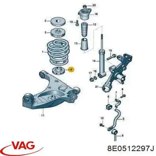 Проставка задней нижней пружины 8E0512297J VAG