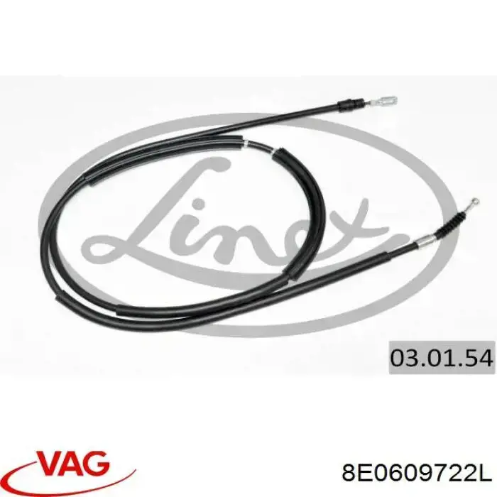 Трос стояночного тормоза задний правый VAG 8E0609722L цена, от 13.97 USD