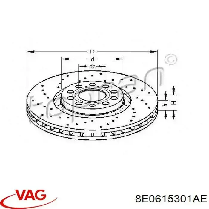 Передние тормозные диски 8E0615301AE VAG