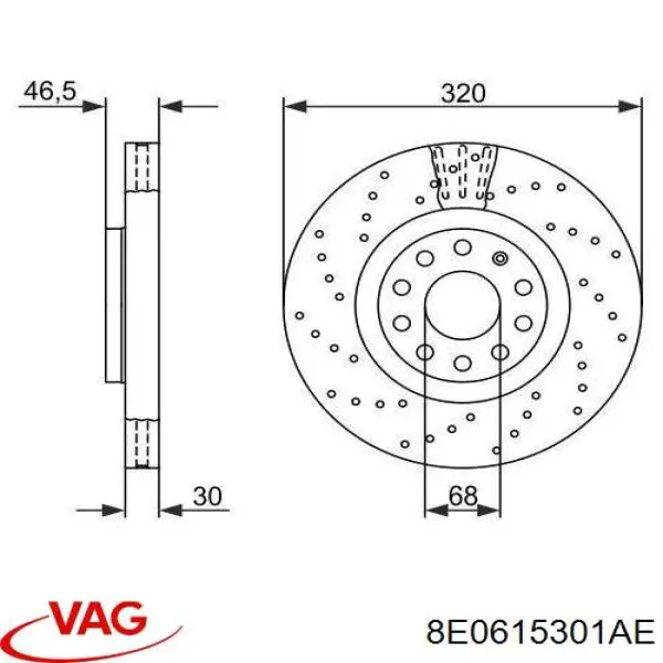 8E0615301AE VAG диск тормозной передний