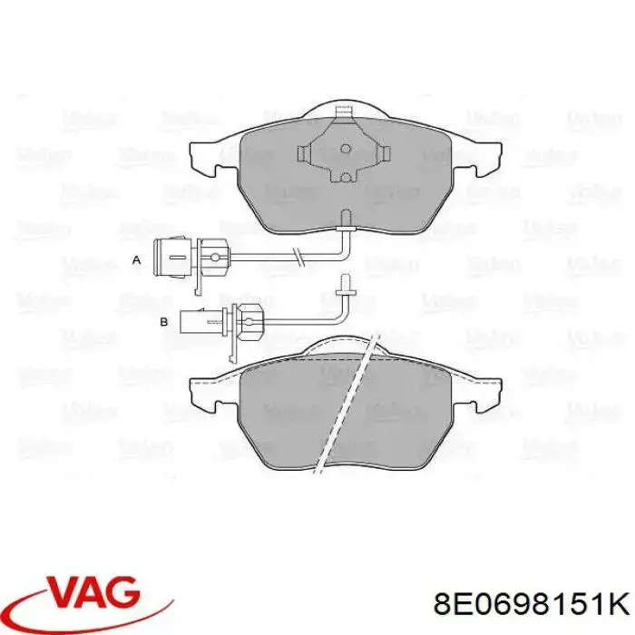 Передние тормозные колодки 8E0698151K VAG