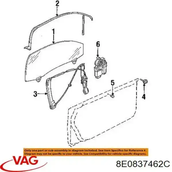Стеклоподъемник передней правой двери VAG 8E0837462C цена, от 25.34 USD