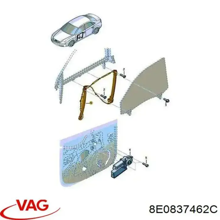 Стеклоподъемник передней правой двери 8E0837462C VAG