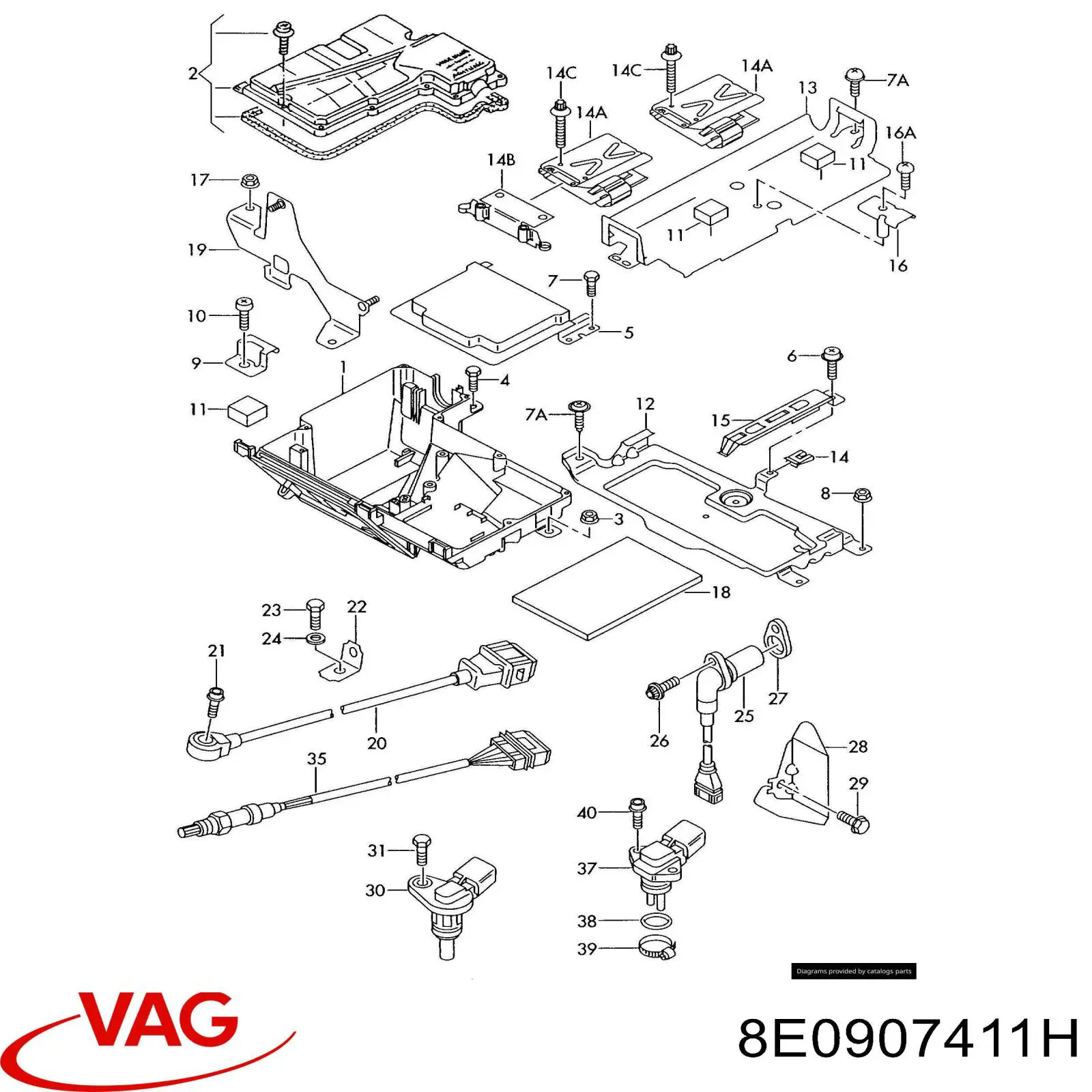 Блок управления двигателем 8E0907411H VAG