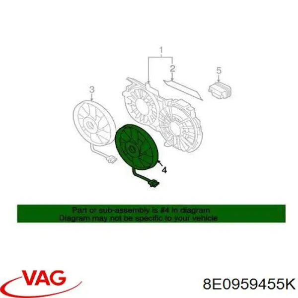 Электровентилятор охлаждения в сборе VAG 8E0959455K цена, от 50.68 USD