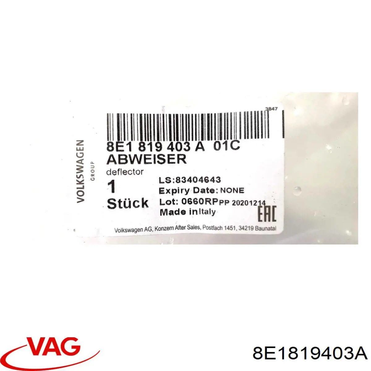 Водосток лобового стекла, жабо VAG 8E1819403A цена, от 19.00 USD