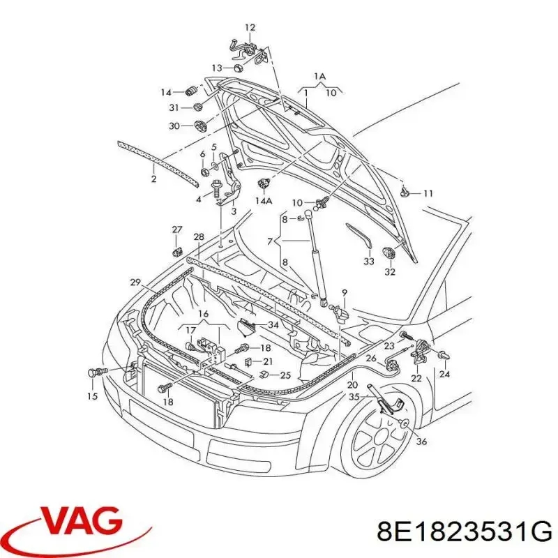 Купить 8E1823531G VAG Трос капота