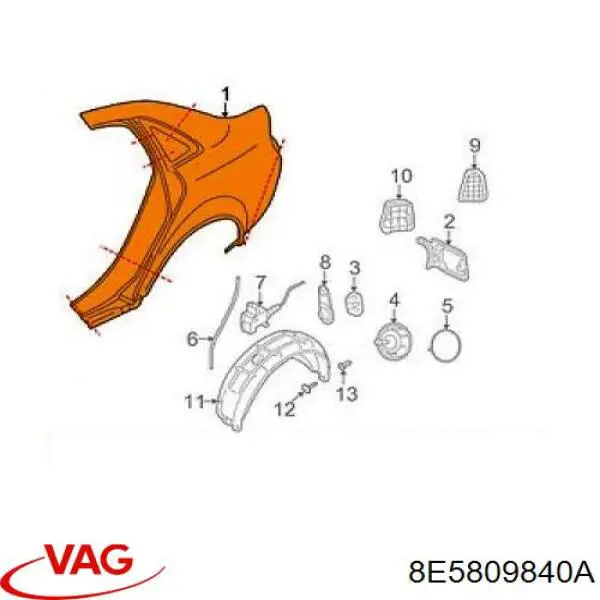 8E5809840A VAG Крыло заднее правое
