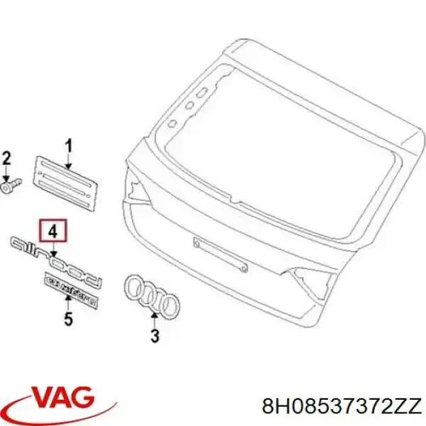 Emblema de tapa de maletero 8H08537372ZZ VAG/Audi