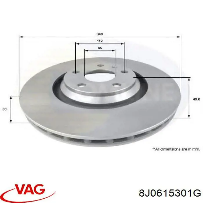Купить 8J0615301G VAG Ротор тормозной