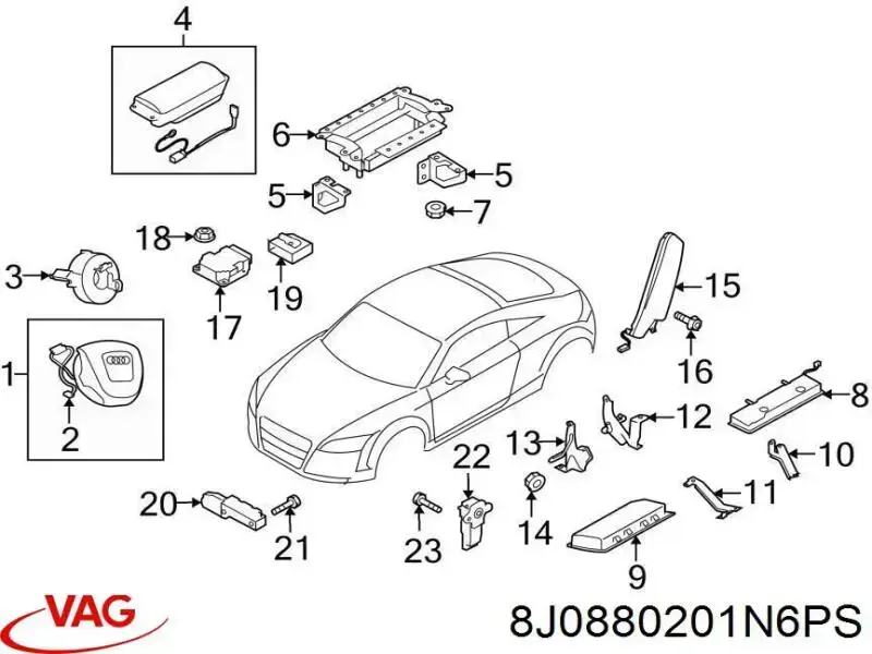 Airbag в мультируль VAG 8J0880201L6PS цена, от 395.48 USD