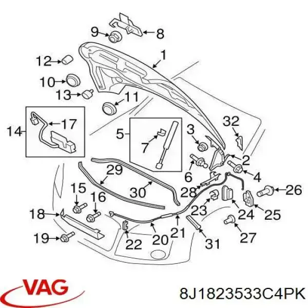 Купить 8J1823533B4PK VAG Ручка открывания капота