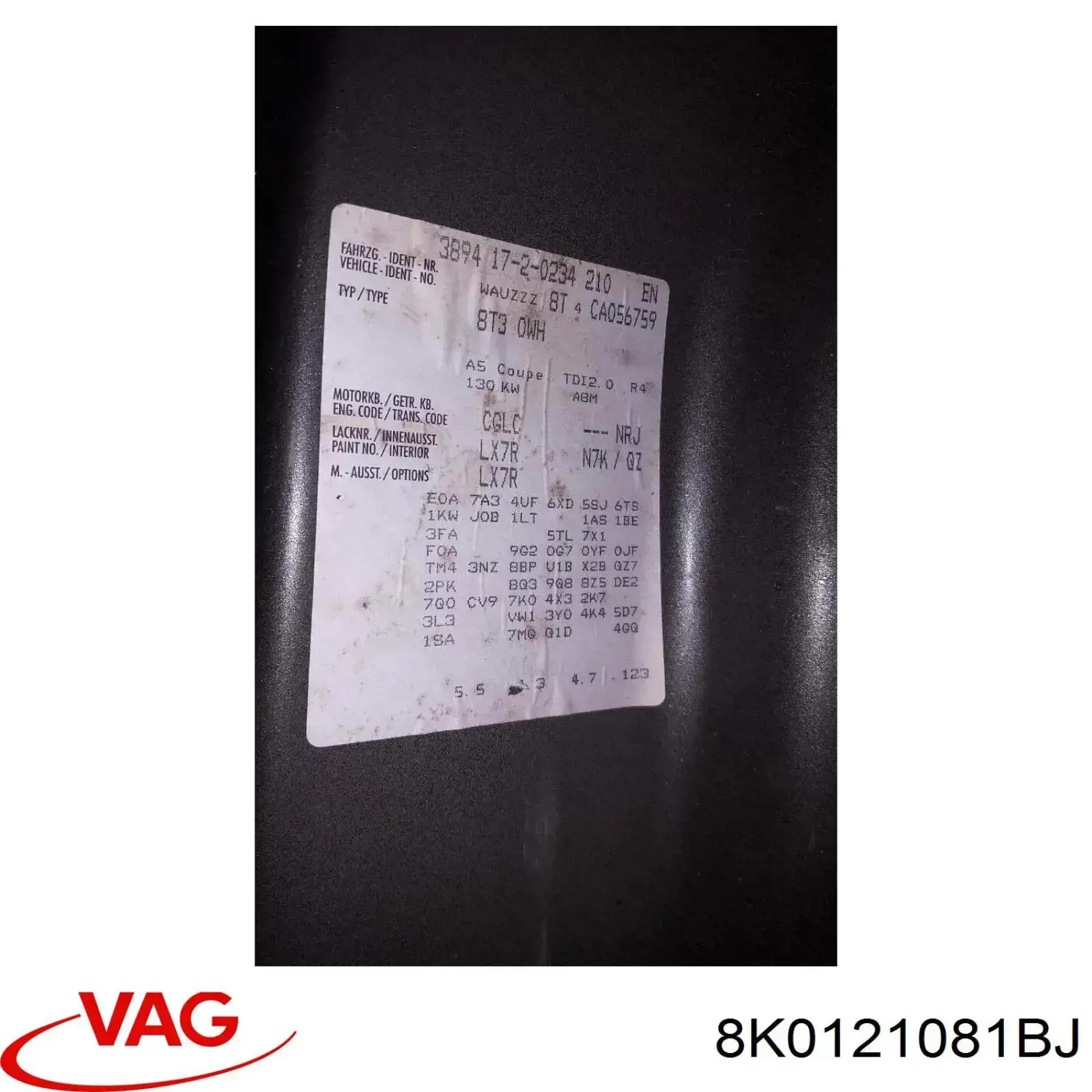 8K0121081BJ VAG Шланг термостата