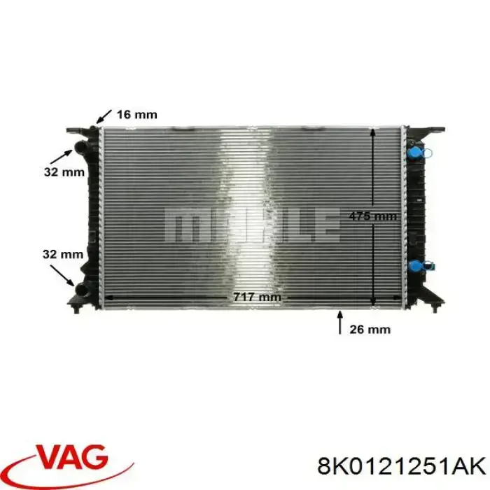 Радиатор охлаждения двигателя VAG 8K0121251AK цена, от 109.06 USD